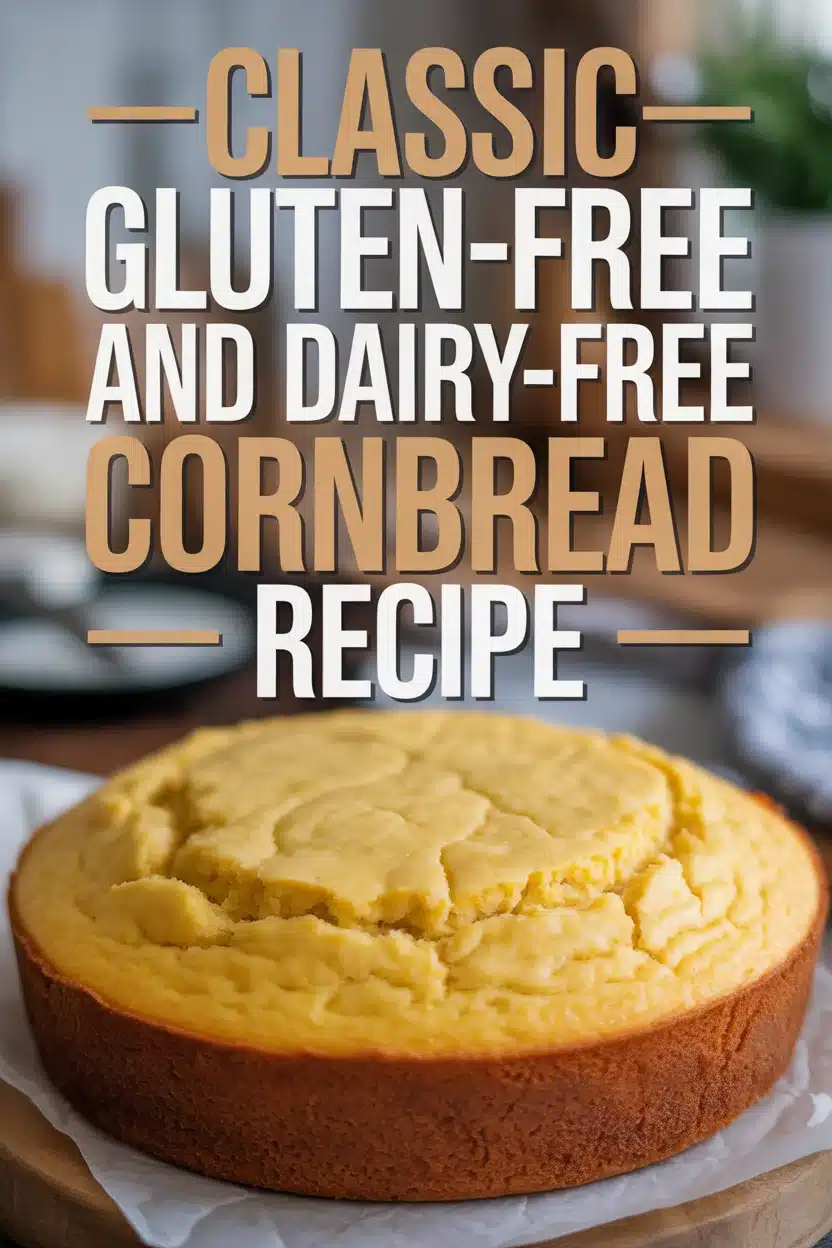 a Pinterest style image of Classic Gluten-Free and Dairy-Free Cornbread