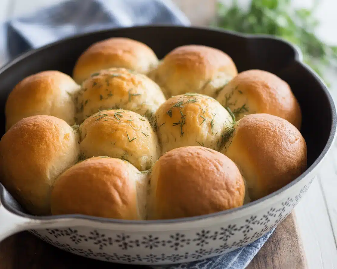 A savory treat of a golden gluten-free cheddar cheese dinner rolls in a big ceramic bowl