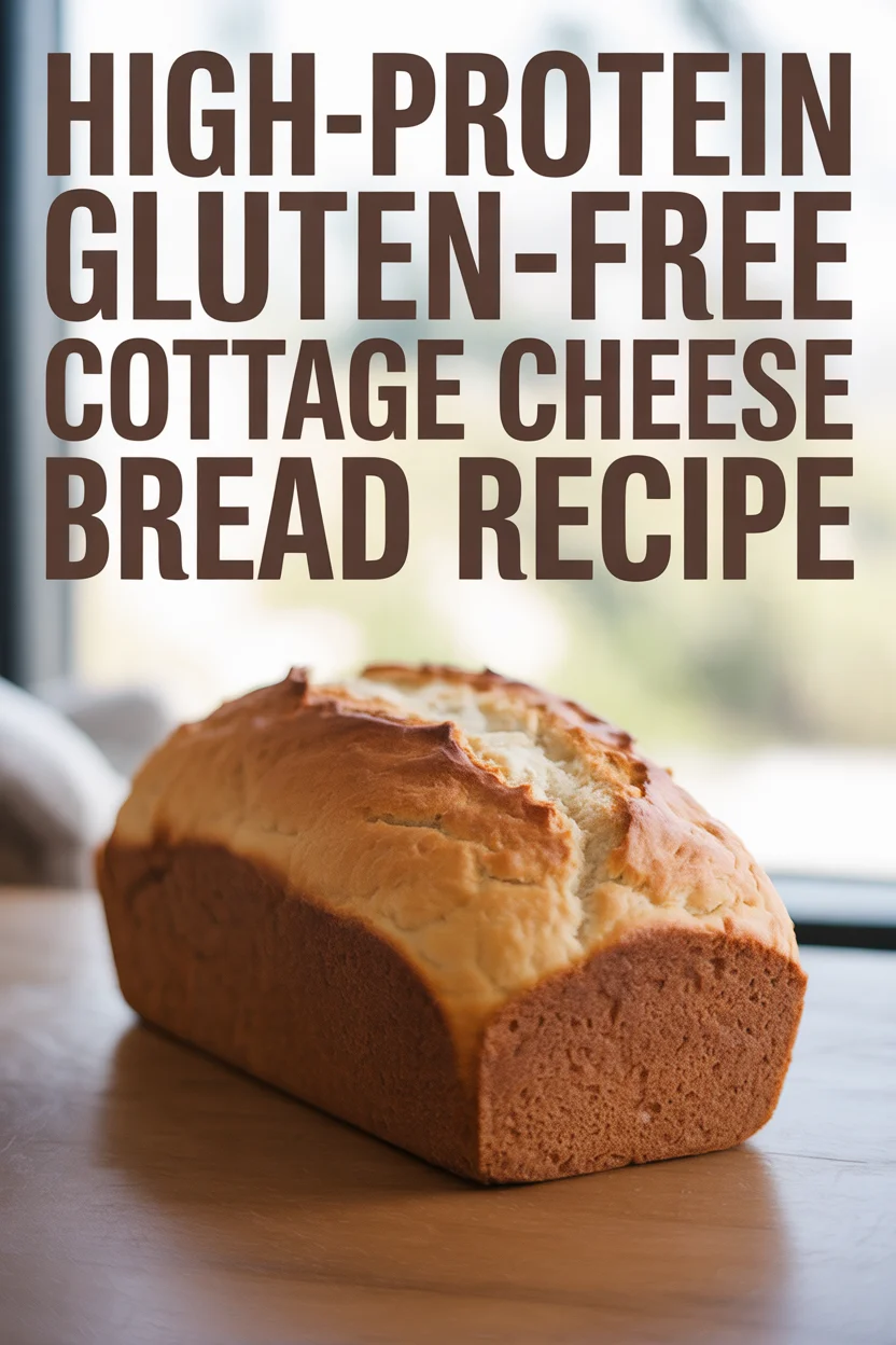 A Pinterest style image of High-Protein Gluten-Free Cottage Cheese Bread