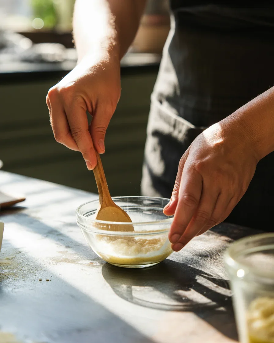 Mixing all ingredients of gelatin trick recipe